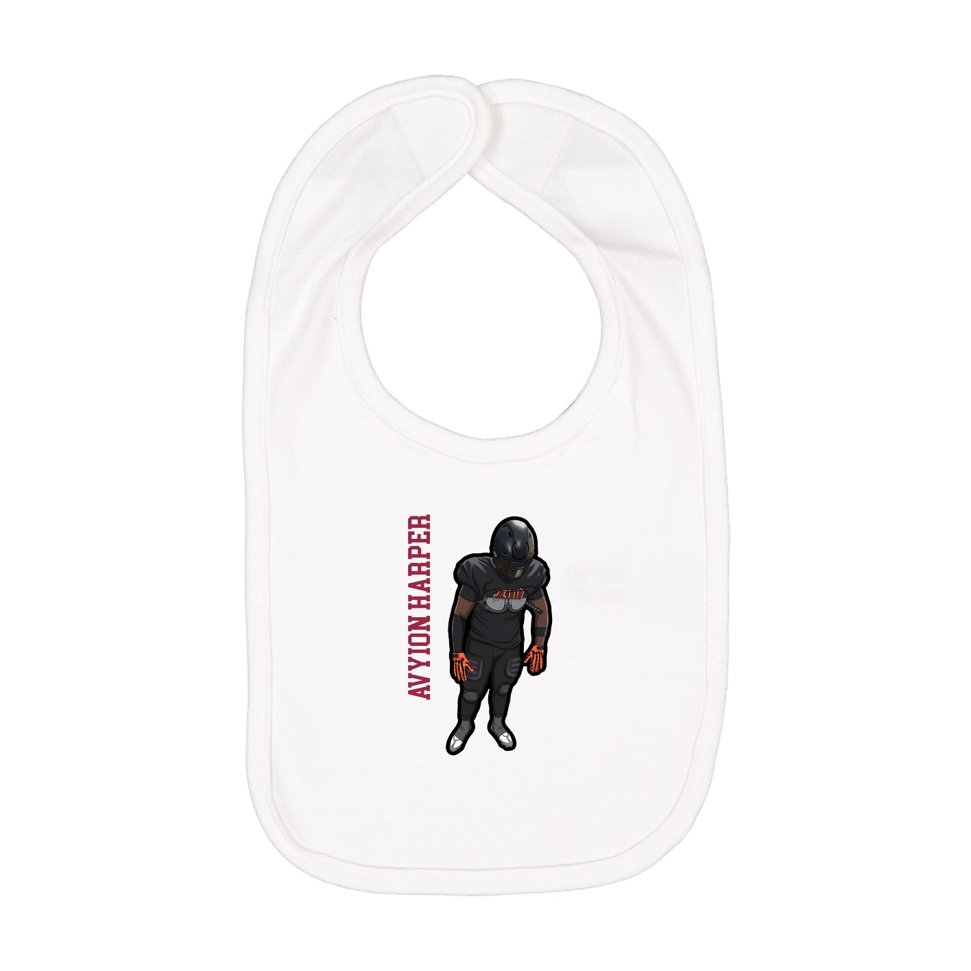 Infant Bib — Name Vertical in White