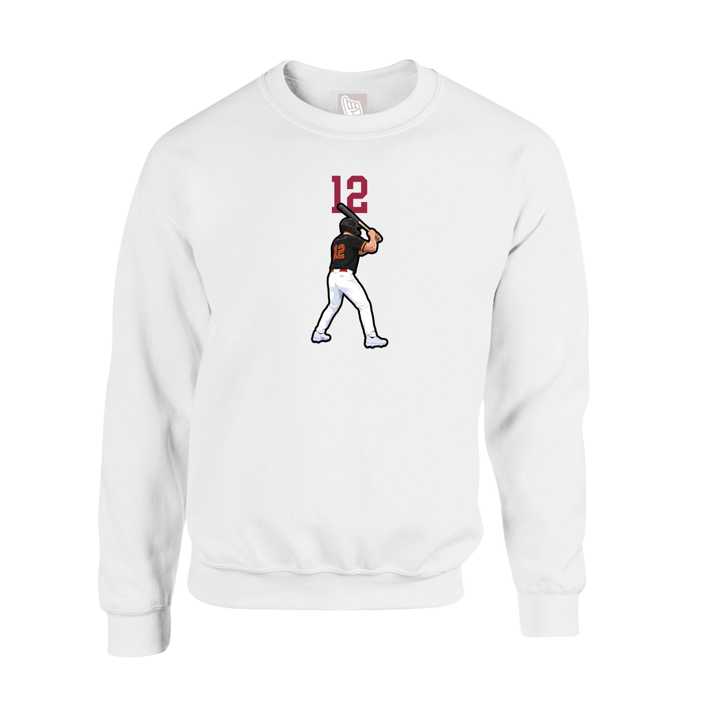 Fleece Crew — Number Top in White
