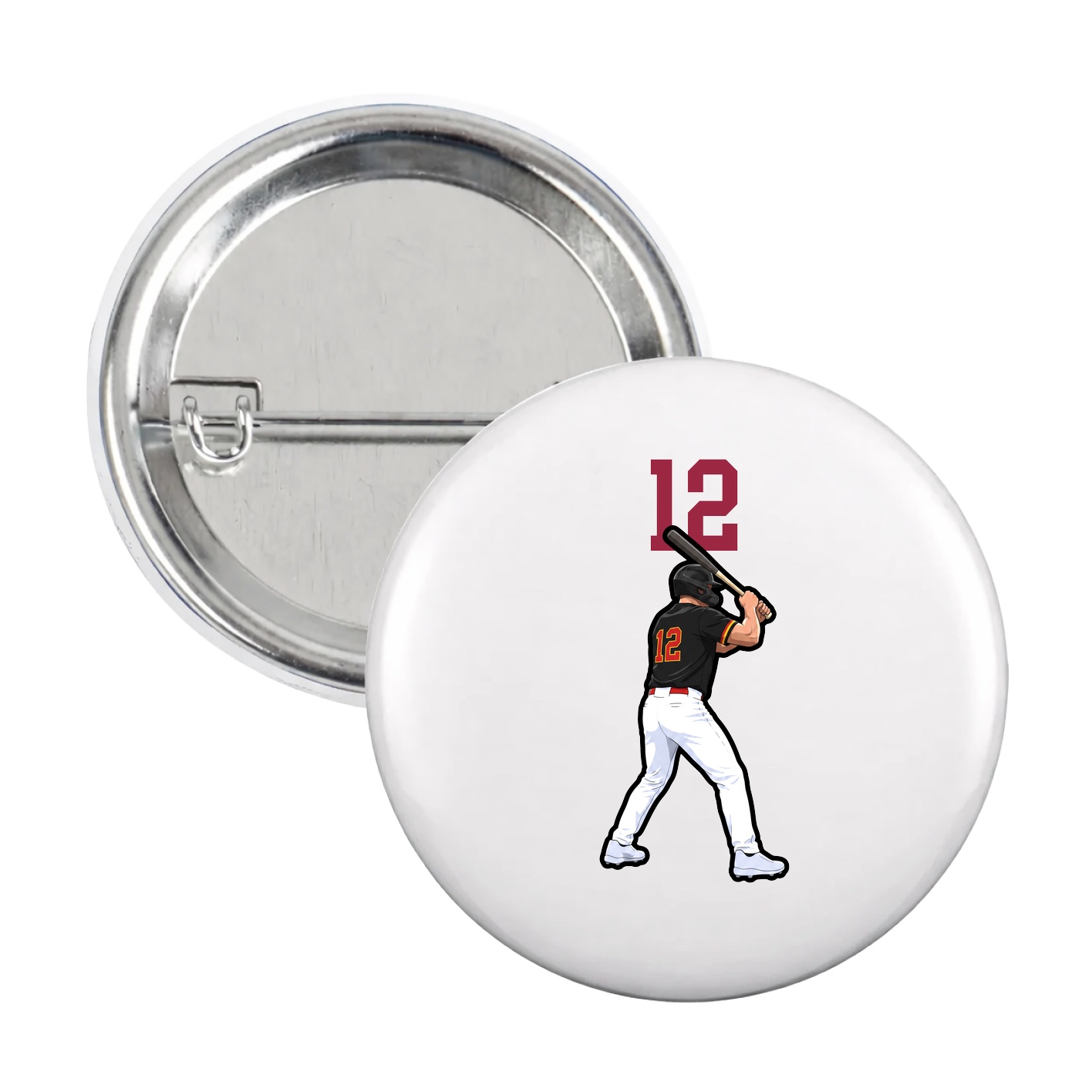 Game Day Button — Number Top in White