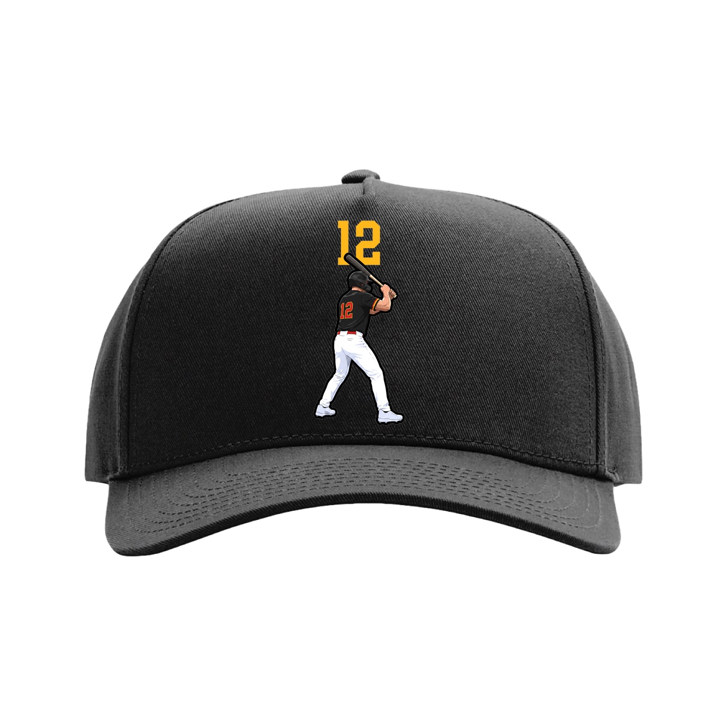 Full Fabric Five-Panel Champ Cap — Number Top in Black