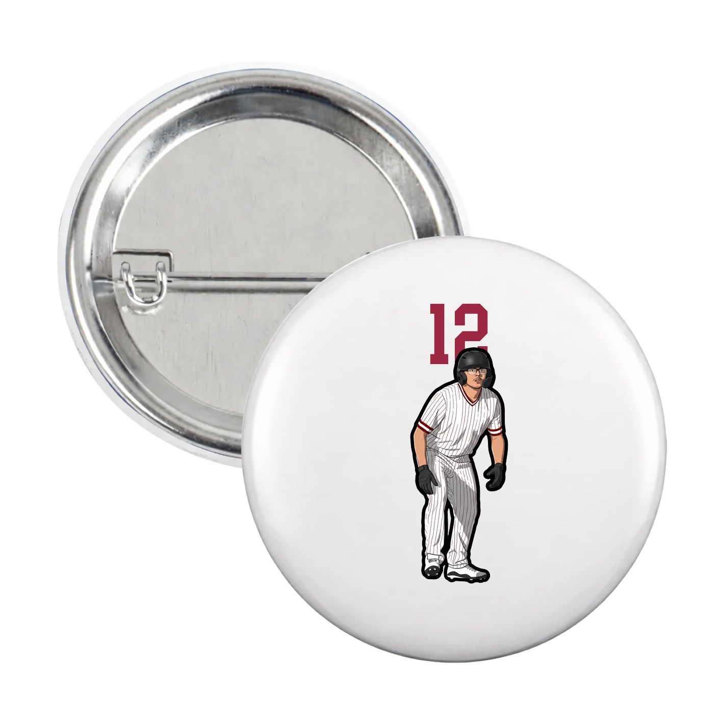 Game Day Button — Number Top in White