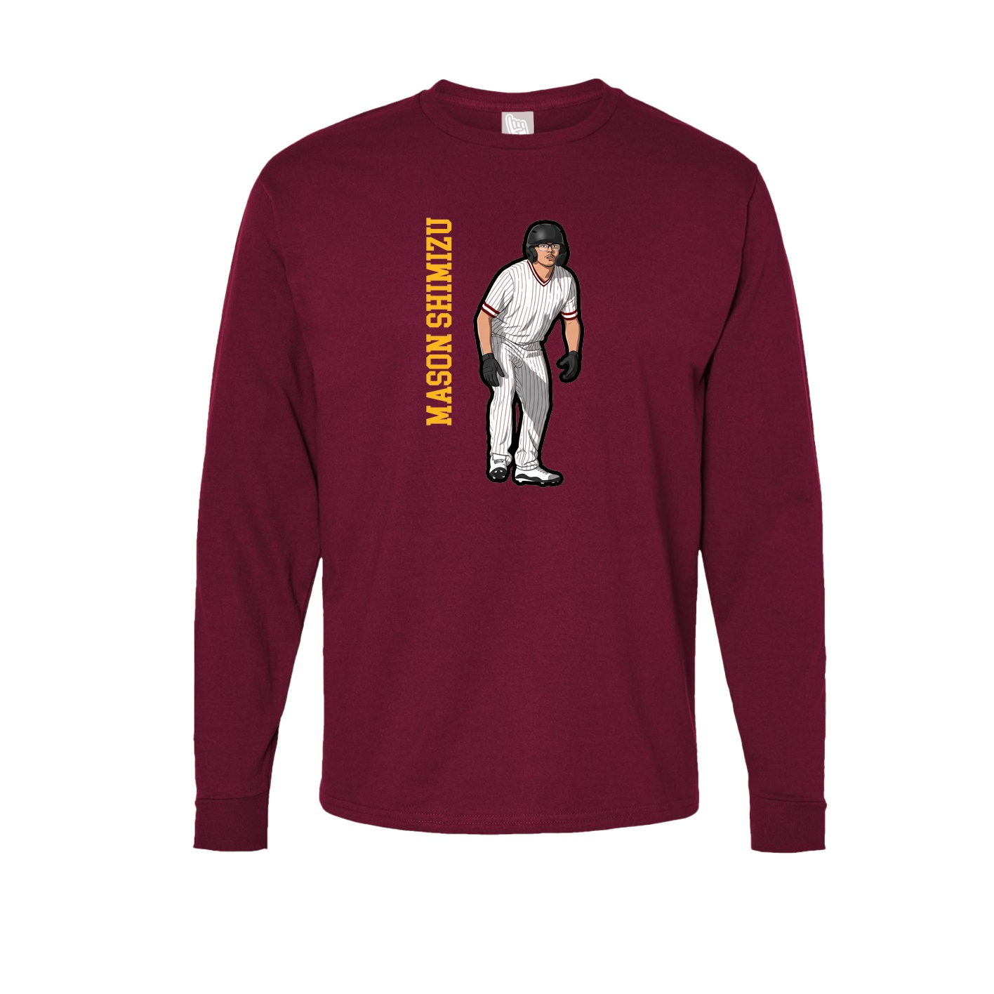 Long Sleeve Tee — Name Vertical in Cardinal