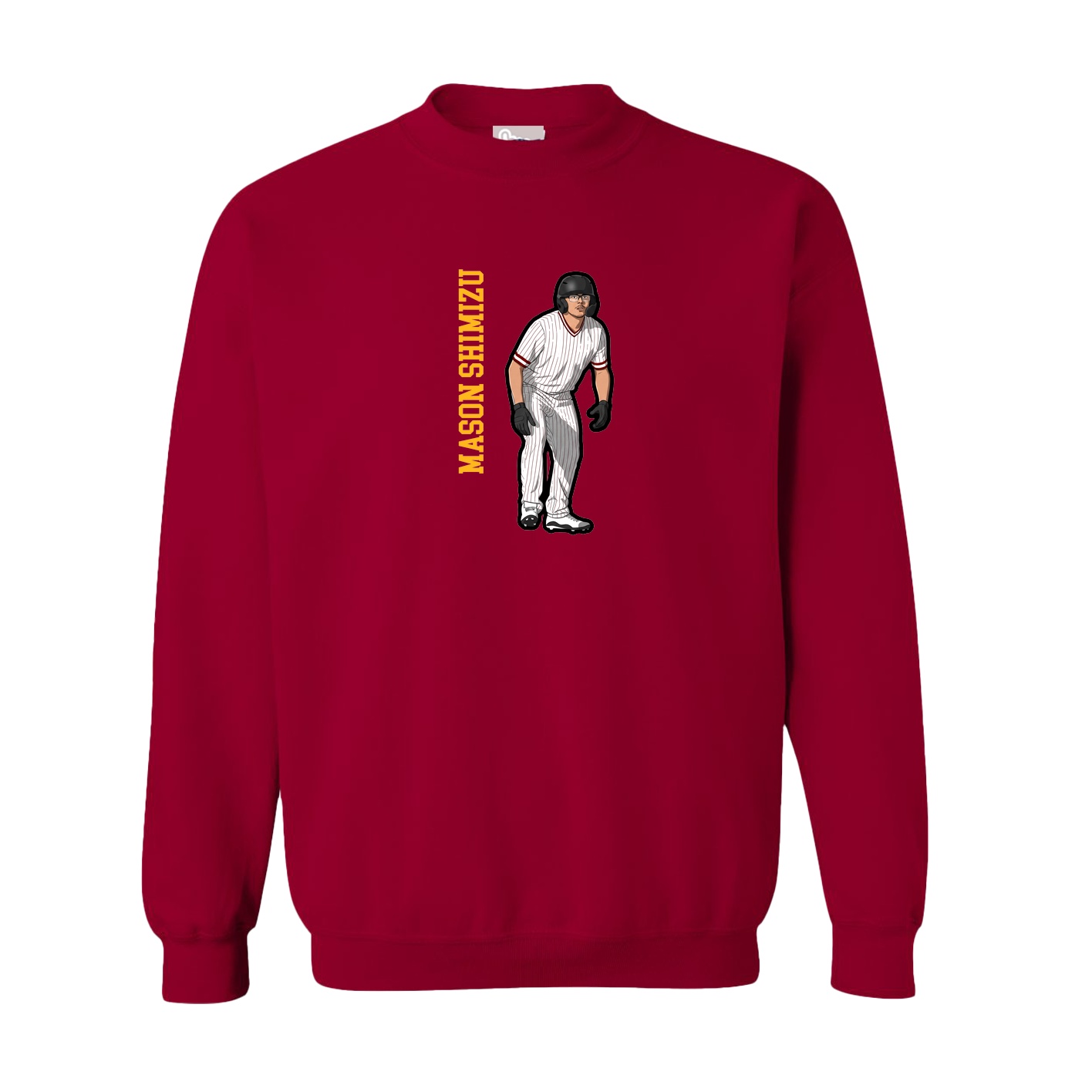 Fleece Crew — Name Vertical in Cardinal