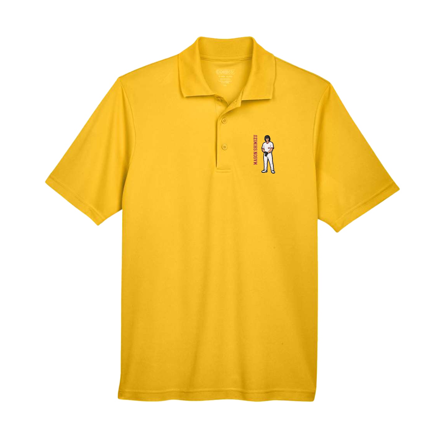 Performance Polo — Name Vertical in Gold