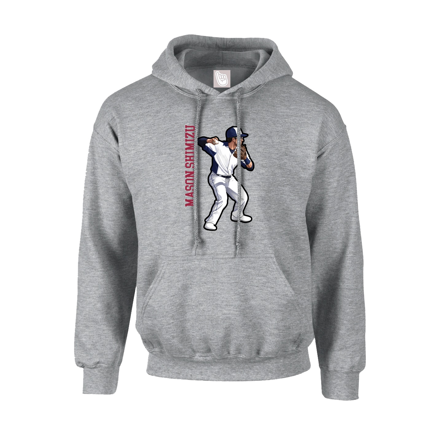 Hoodie — Name Vertical in Grey