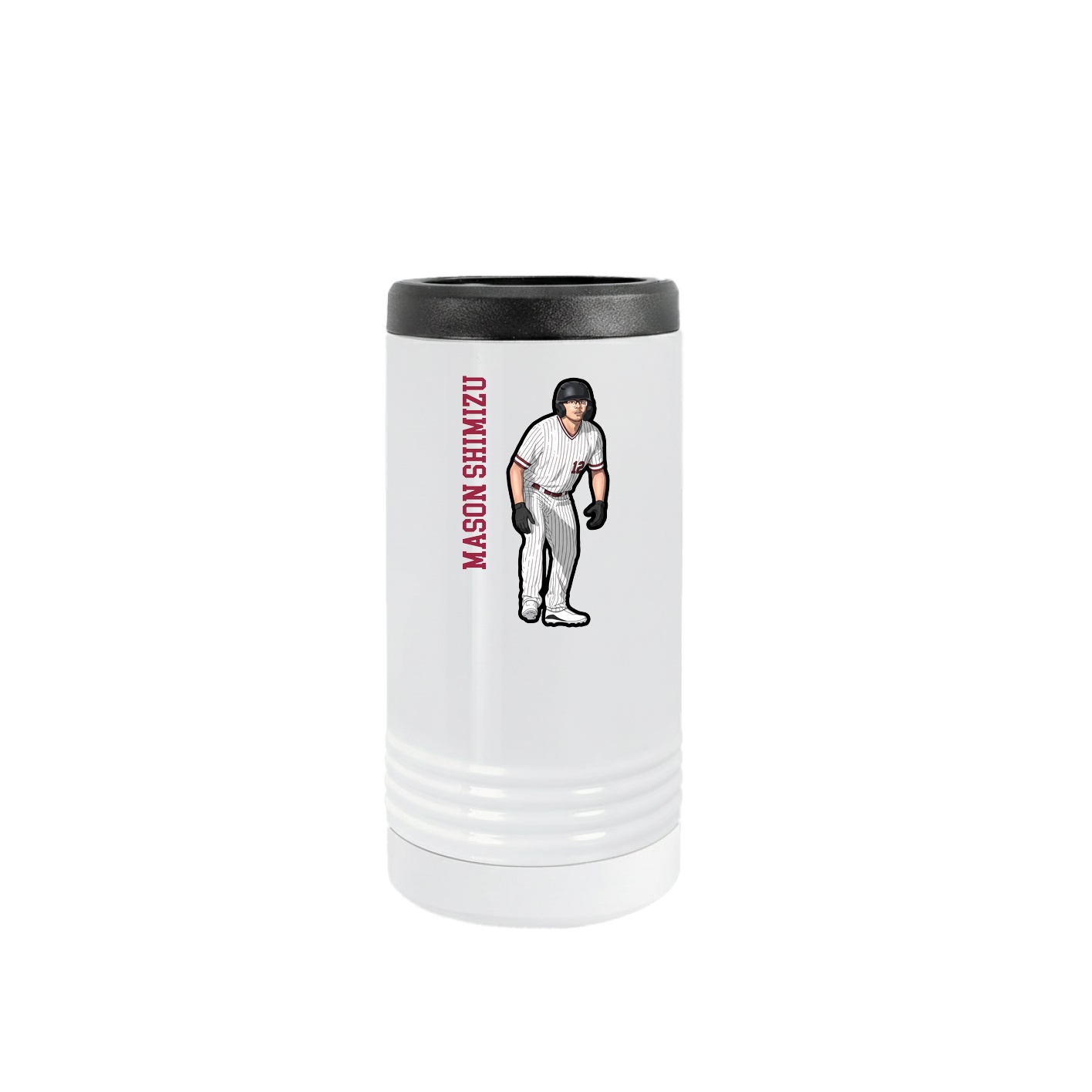 Slim Beverage Holder — Name Vertical in White