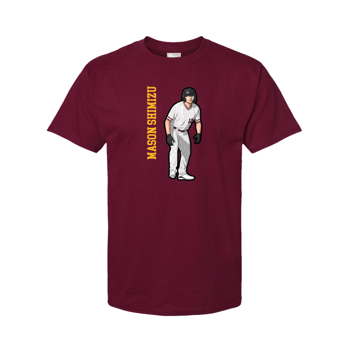 Youth Tee — Name Vertical in Cardinal