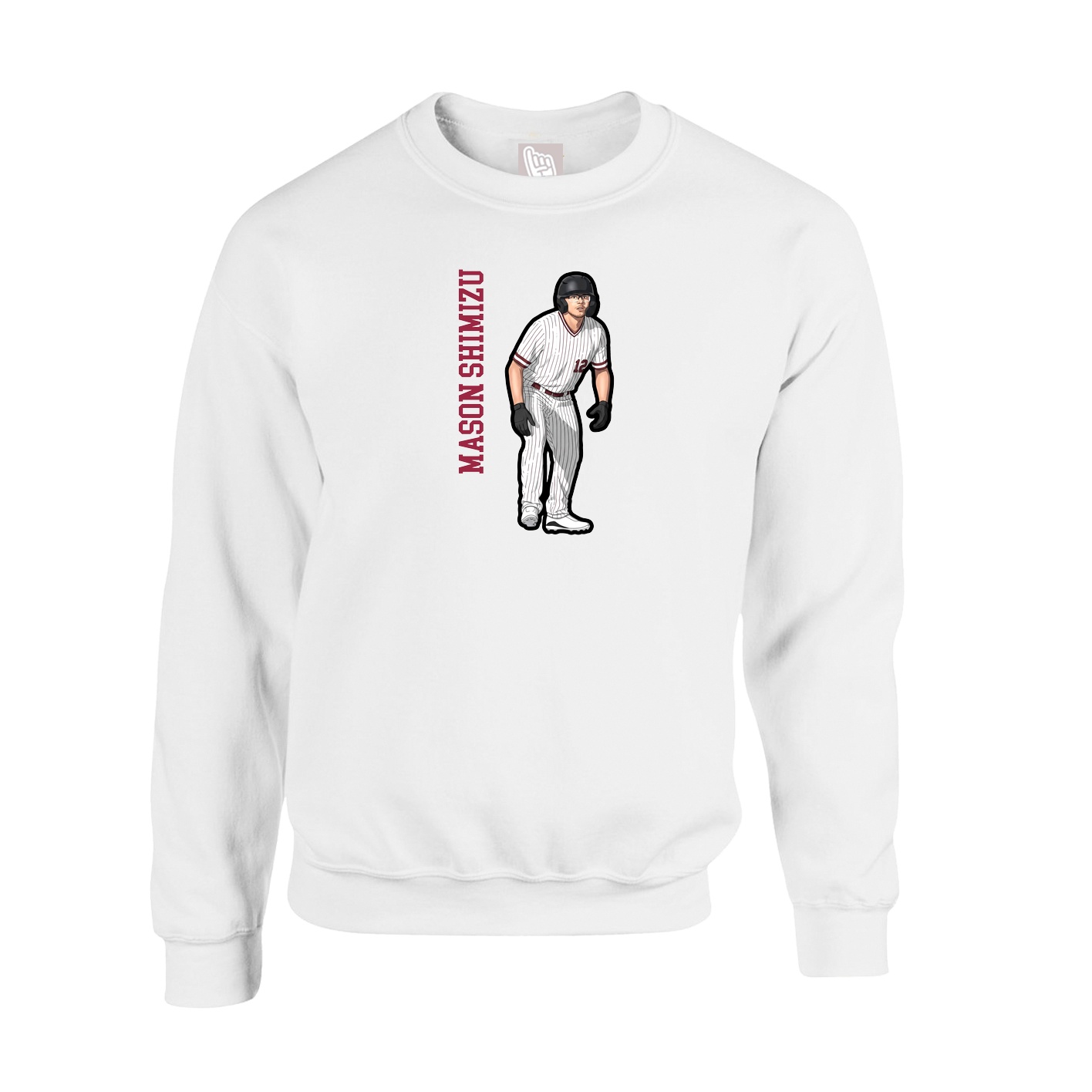 Fleece Crew — Name Vertical in White