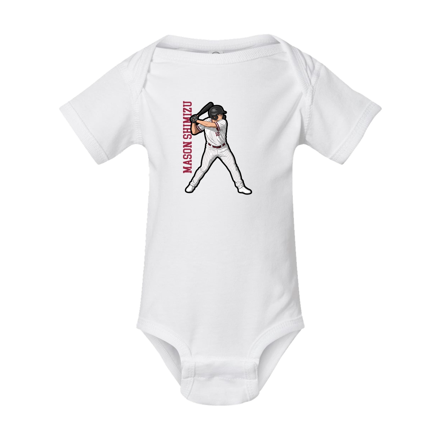Baby Onesie — Name Vertical in White