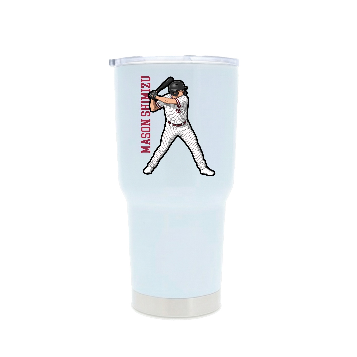 30oz Stainless Steel Tumbler — Name Vertical in White