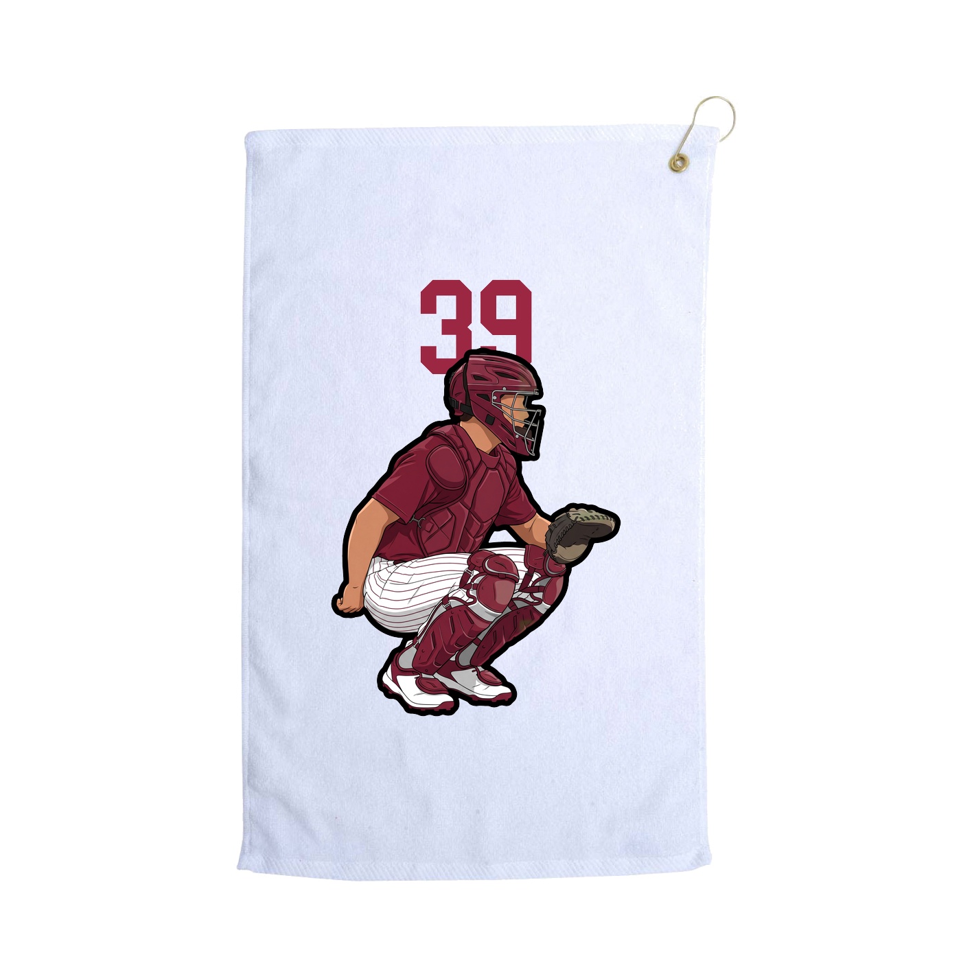 Golf Towel — Number Top in White