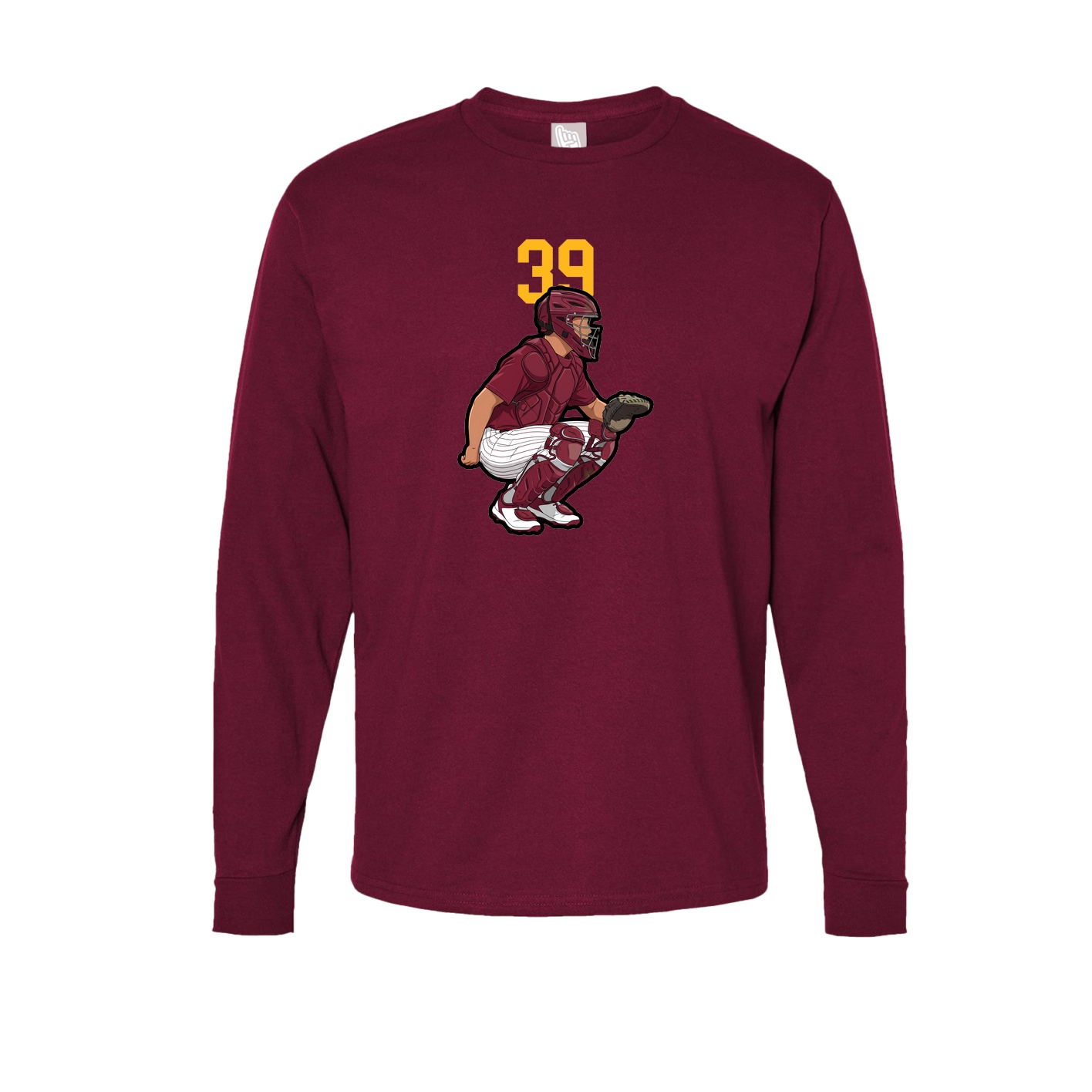 Long Sleeve Tee — Number Top in Cardinal