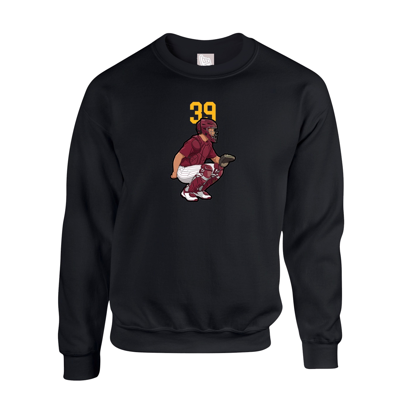 Fleece Crew — Number Top in Black
