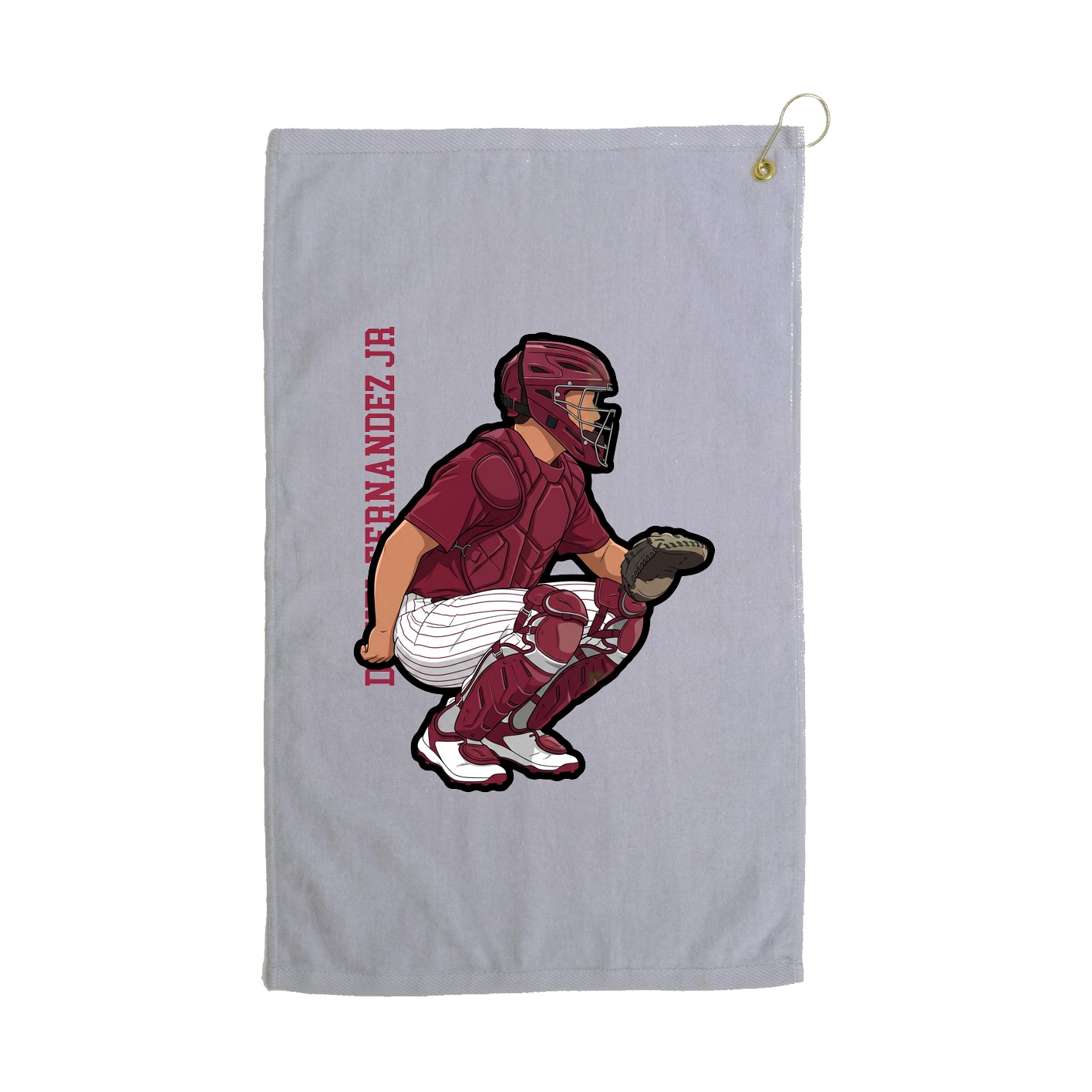 Golf Towel — Name Vertical in Grey