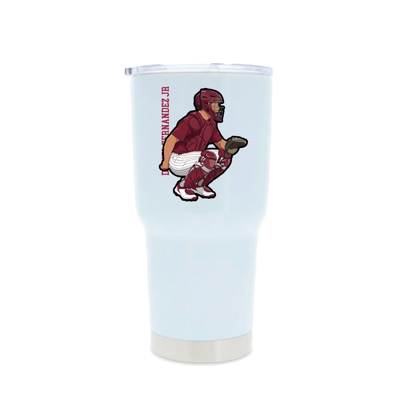 30oz Stainless Steel Tumbler — Name Vertical in White