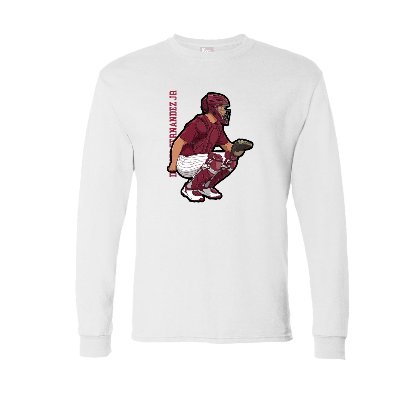 Long Sleeve Tee — Name Vertical in White