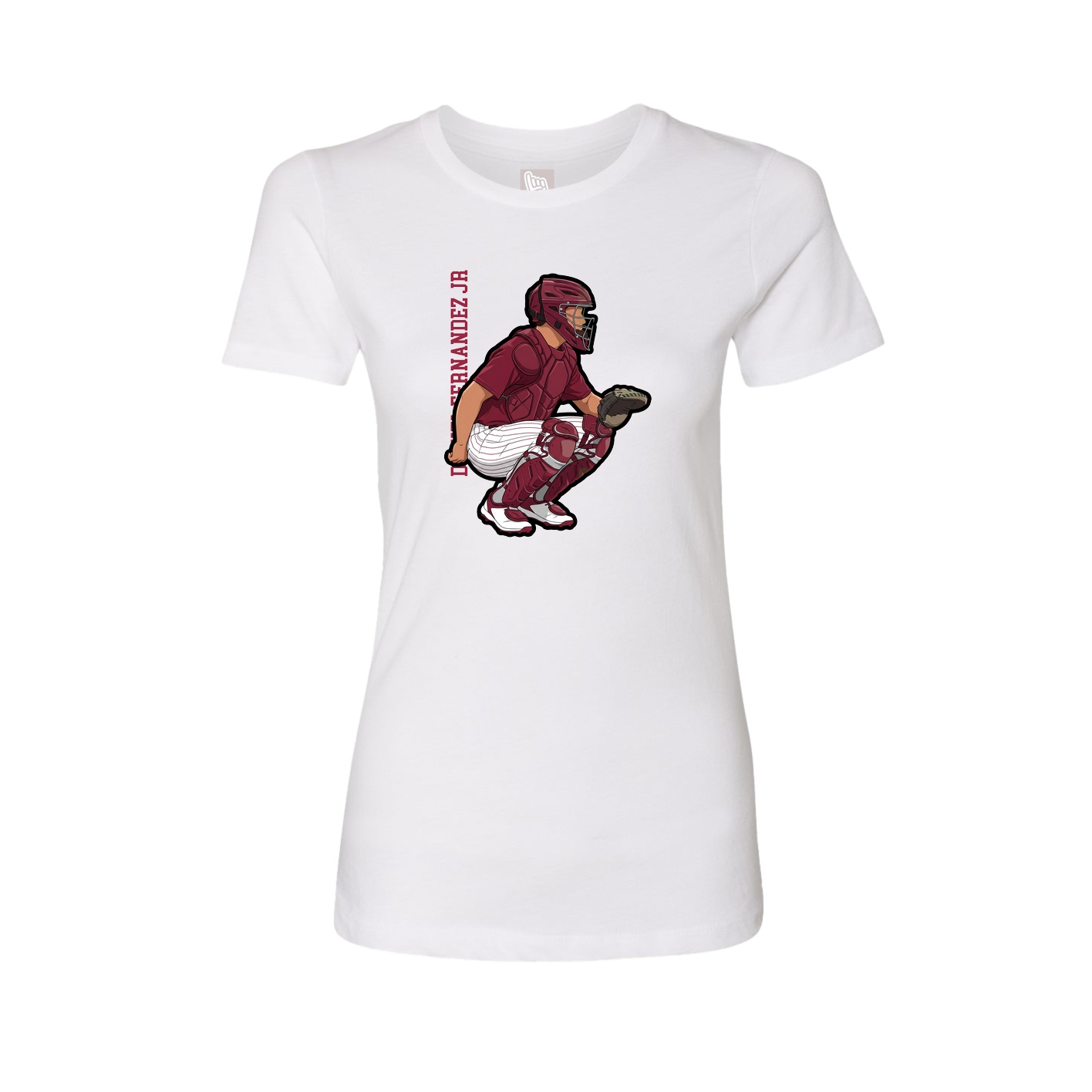 Fitted Women's Tee — Name Vertical in White