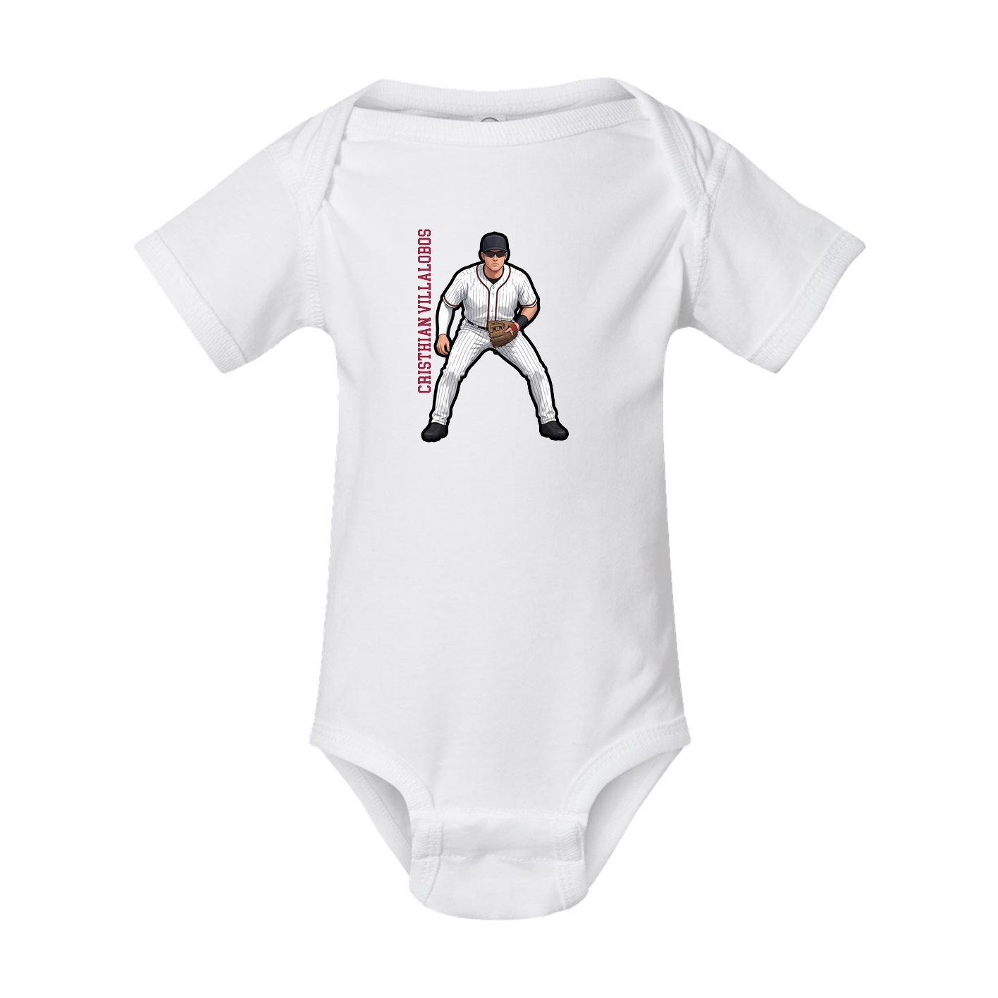 Baby Onesie — Name Vertical in White
