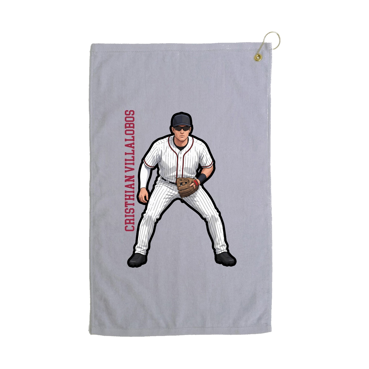 Golf Towel — Name Vertical in Grey
