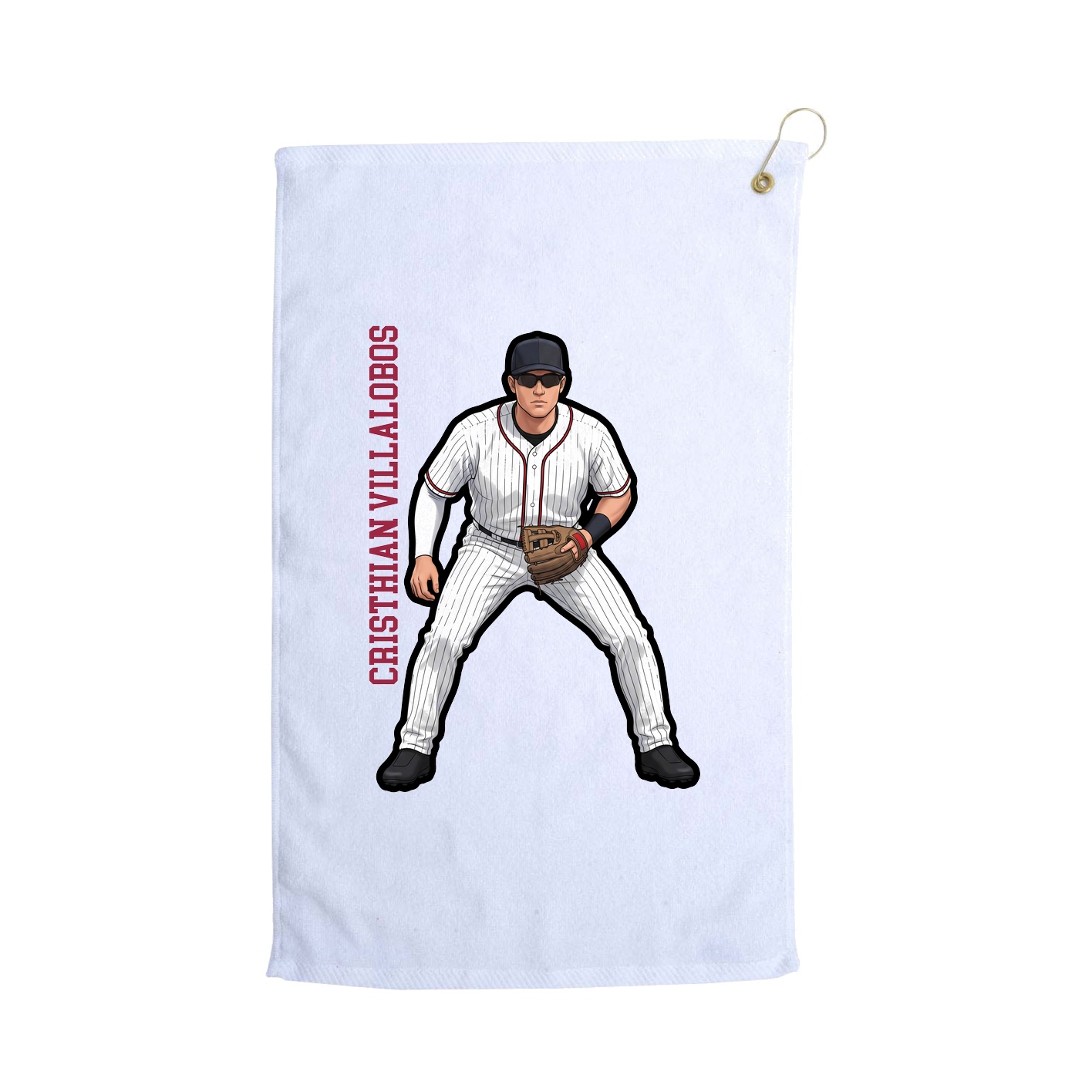 Golf Towel — Name Vertical in White