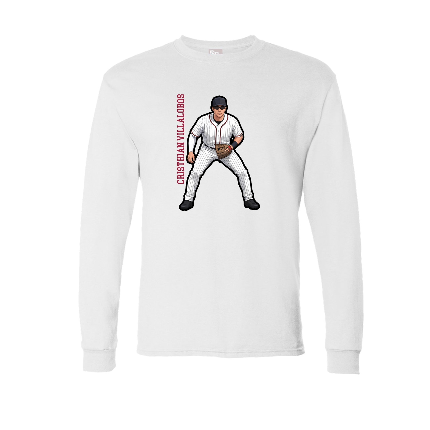 Long Sleeve Tee — Name Vertical in White