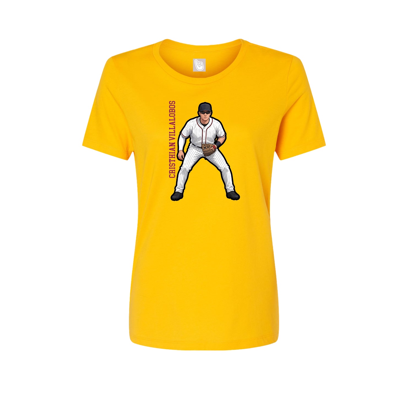 Fitted Women's Tee — Name Vertical in Gold