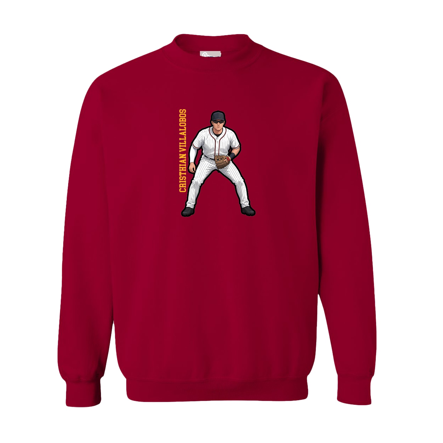 Fleece Crew — Name Vertical in Cardinal