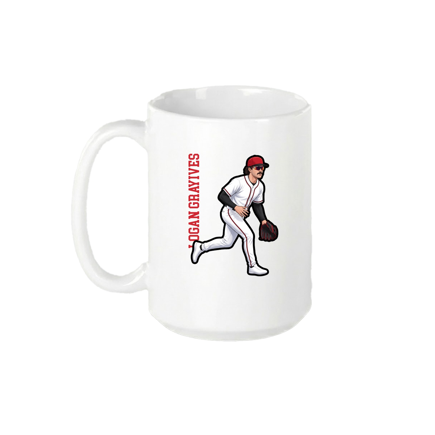 15oz Coffee Mug — Name Vertical in White