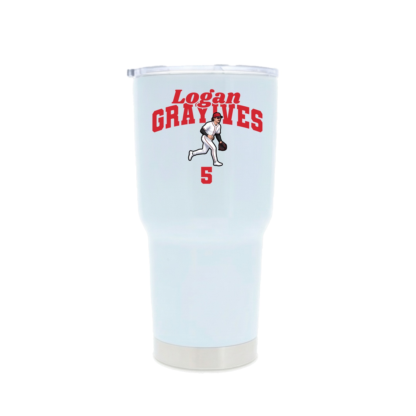 30oz Stainless Steel Tumbler — Signature Arch in White