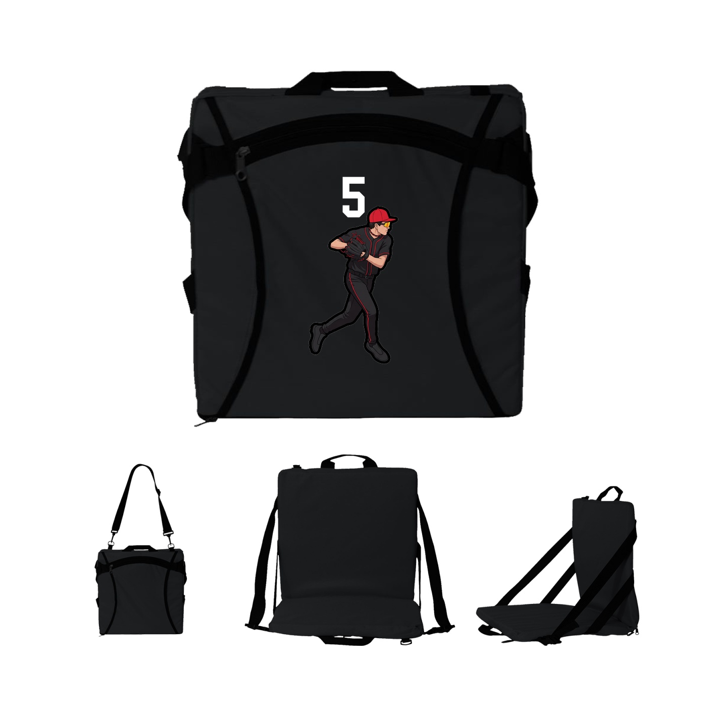 Folding Stadium Seat — Number Top in Black