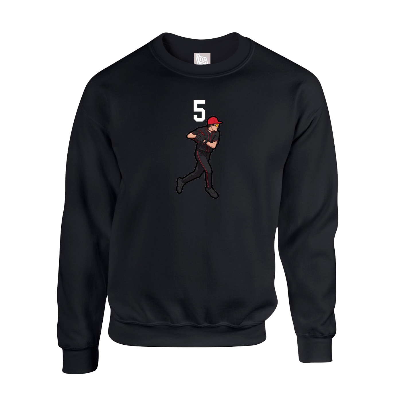 Fleece Crew — Number Top in Black