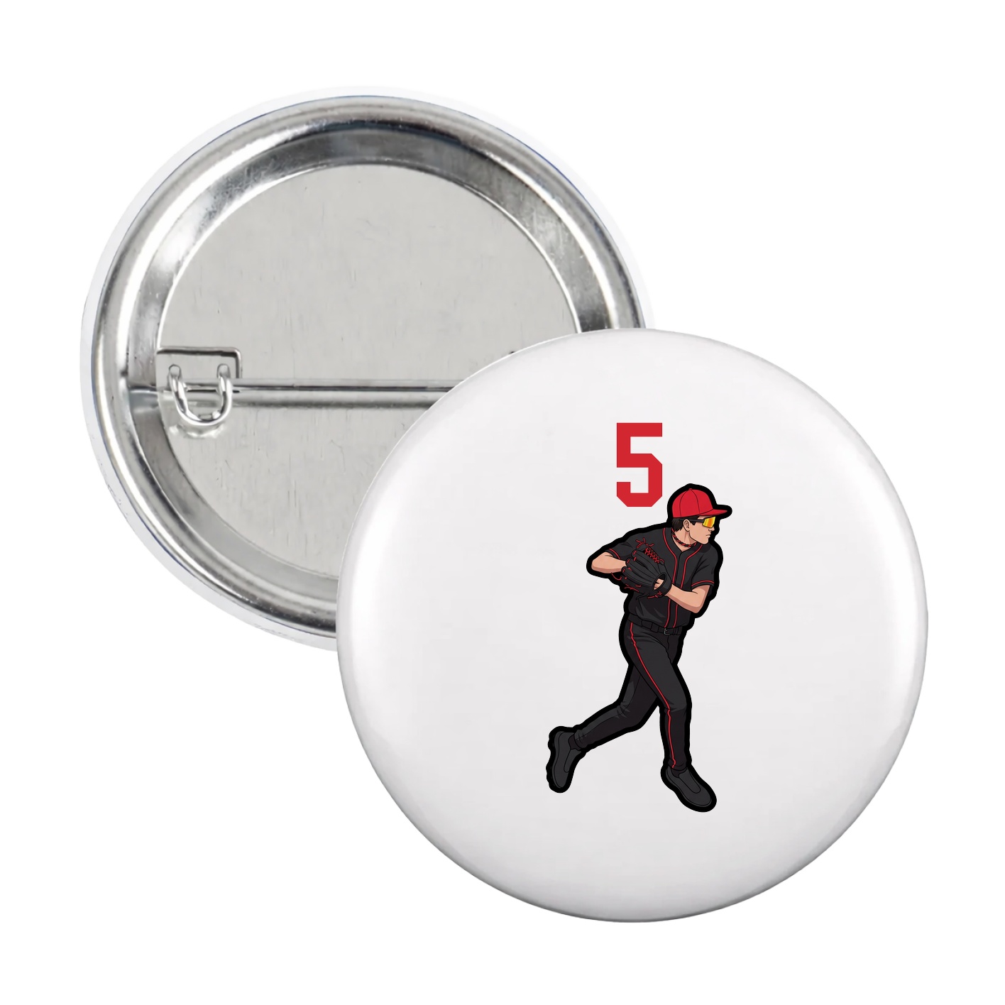 Game Day Button — Number Top in White