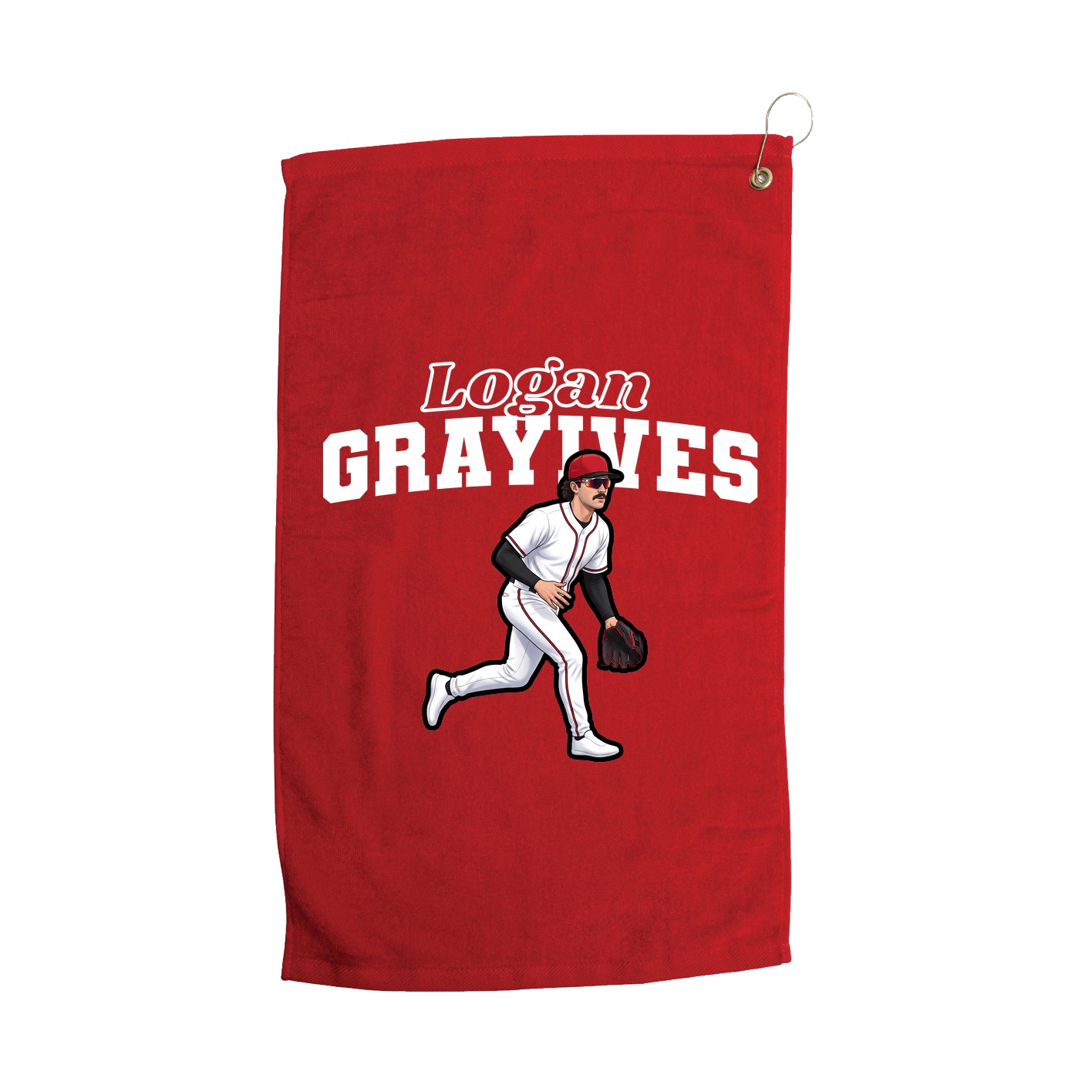 Golf Towel — Name Arch in Red