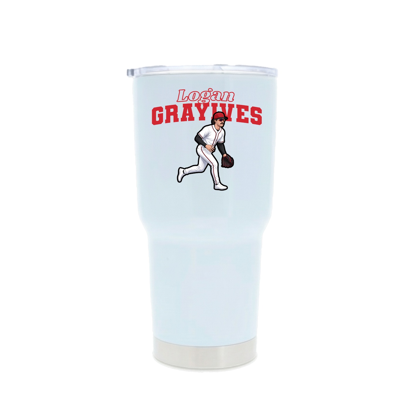 30oz Stainless Steel Tumbler — Name Arch in White