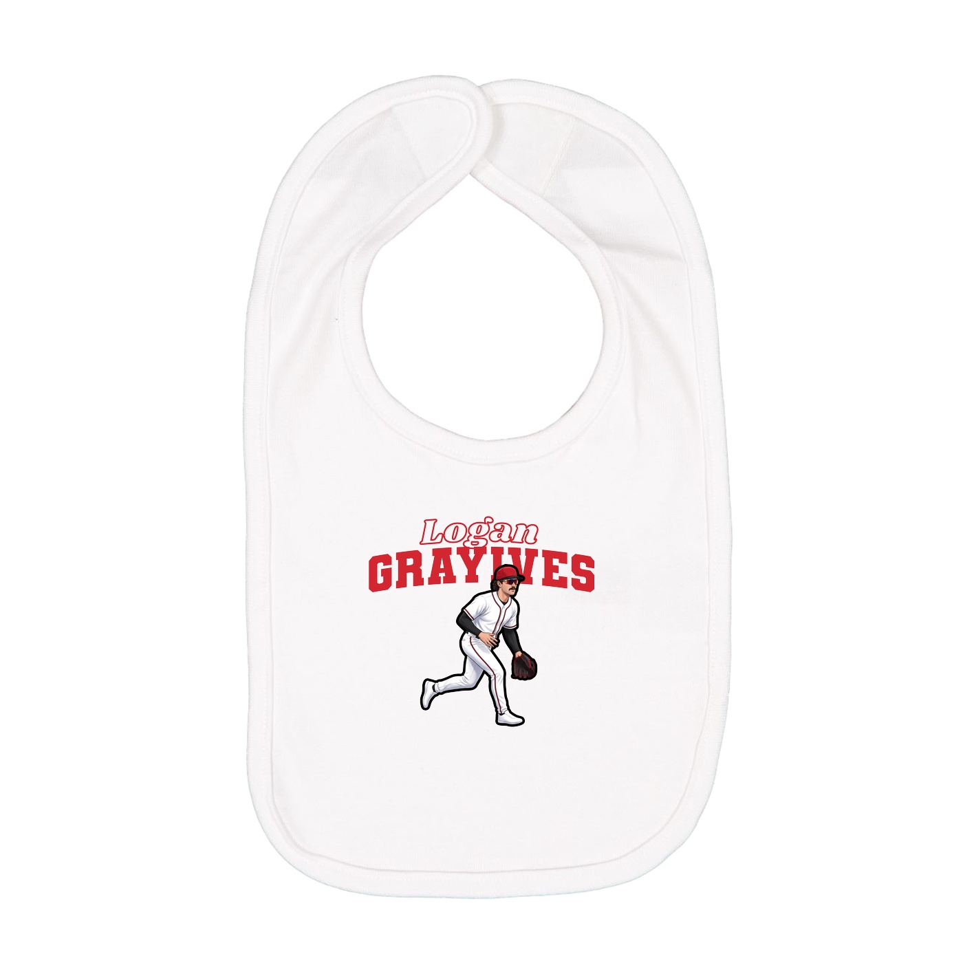 Infant Bib — Name Arch in White