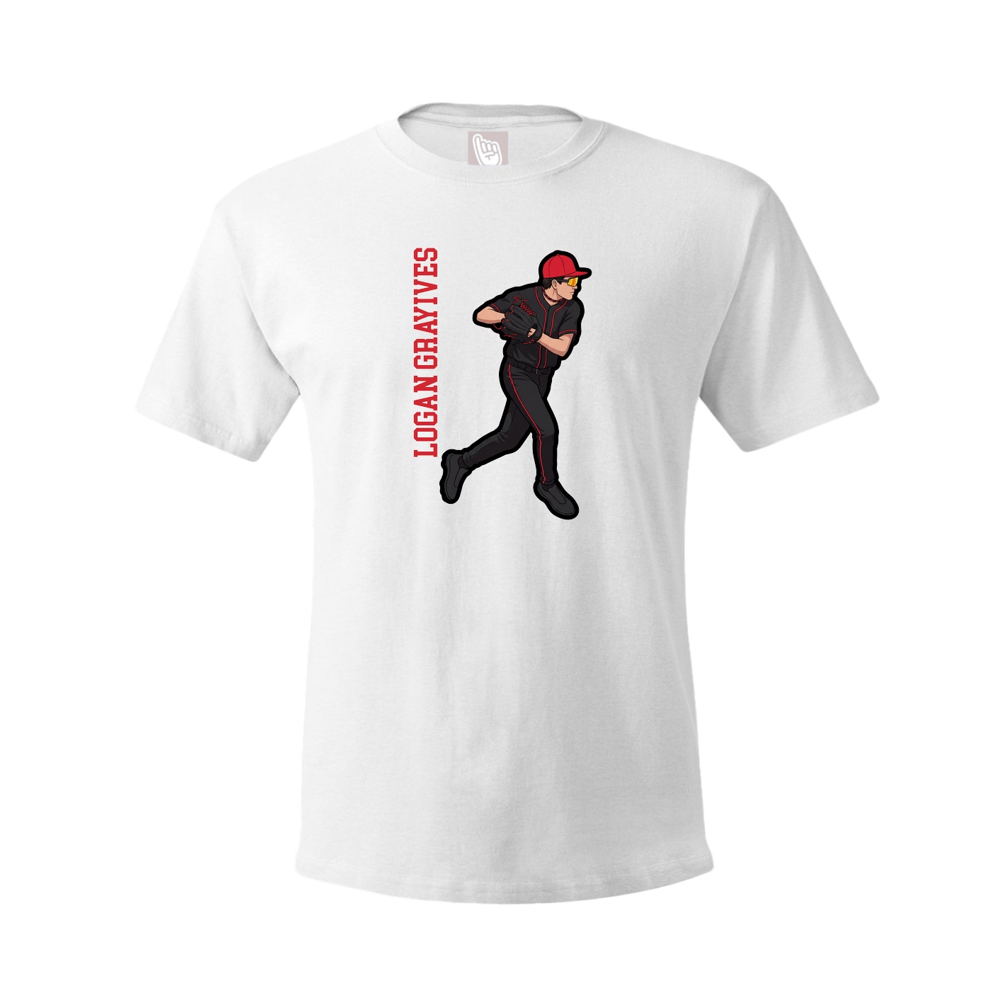 Youth Tee — Name Vertical in White
