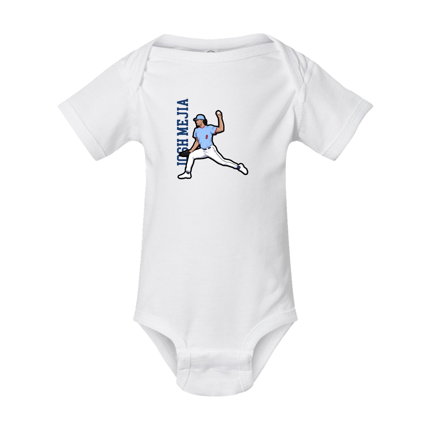 Baby Onesie — Name Vertical in White