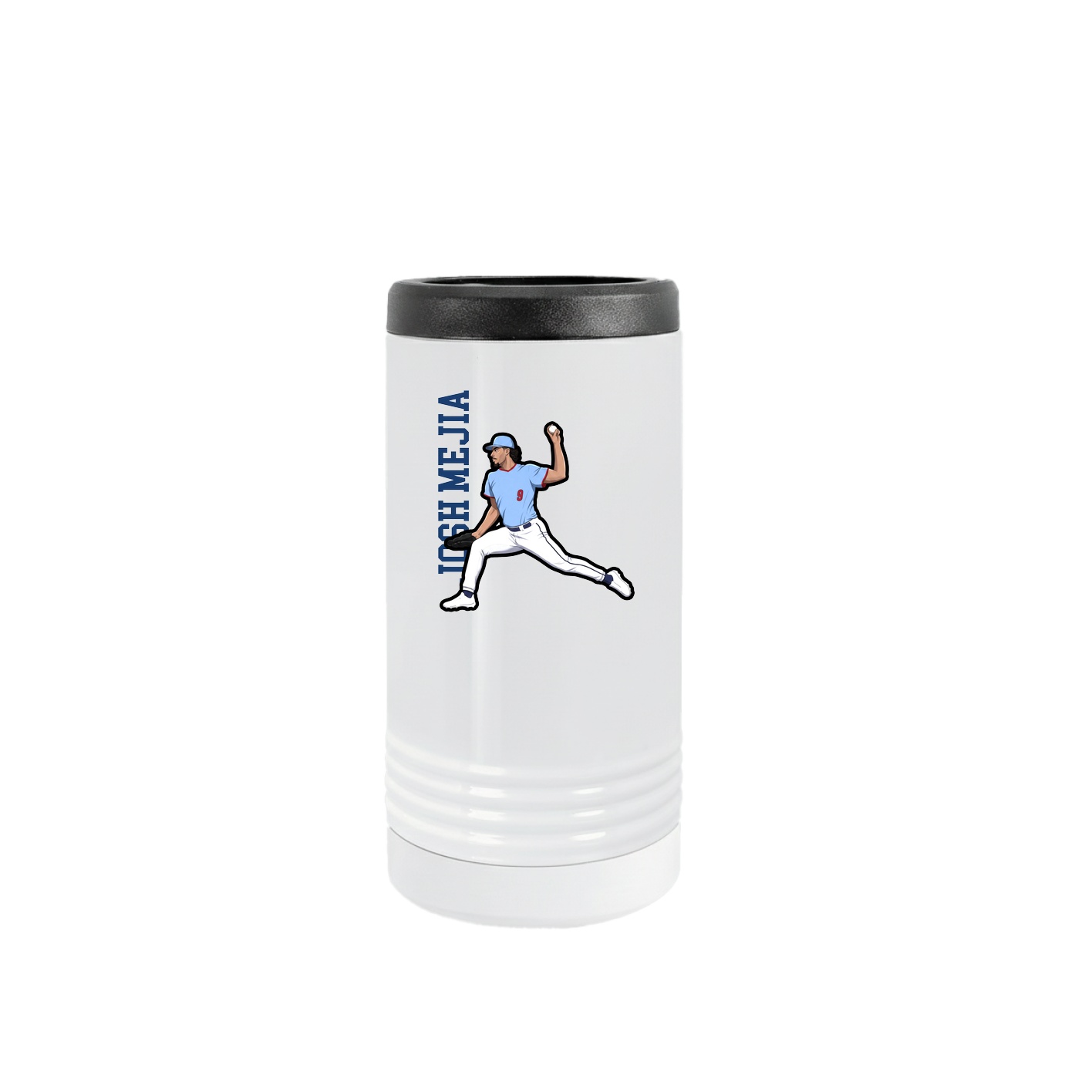 Slim Beverage Holder — Name Vertical in White