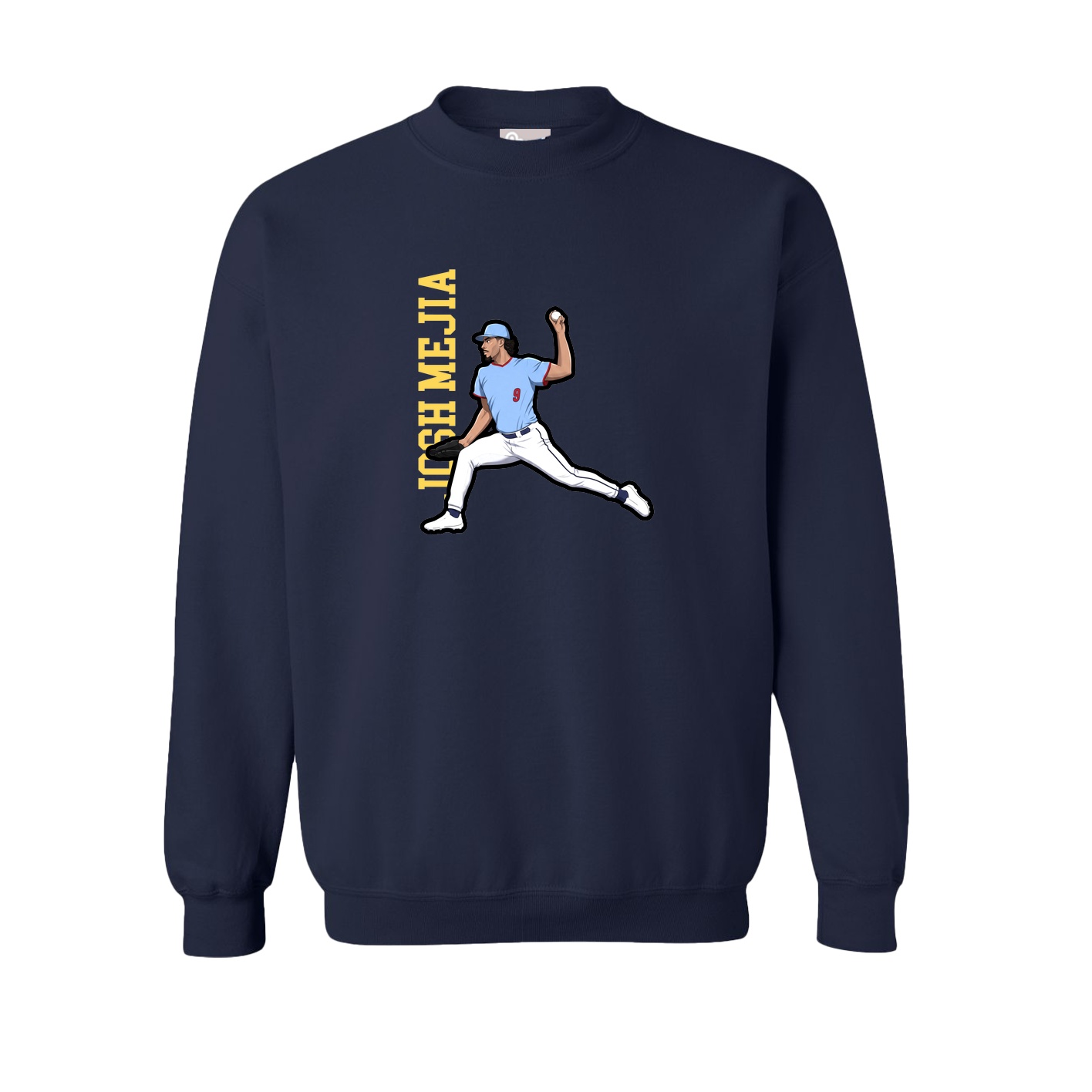 Fleece Crew — Name Vertical in Navy