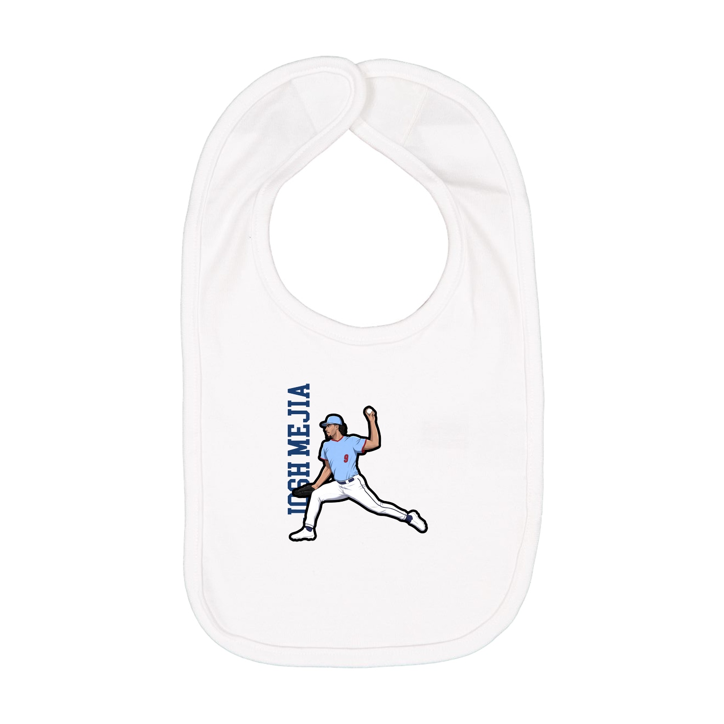 Infant Bib — Name Vertical in White