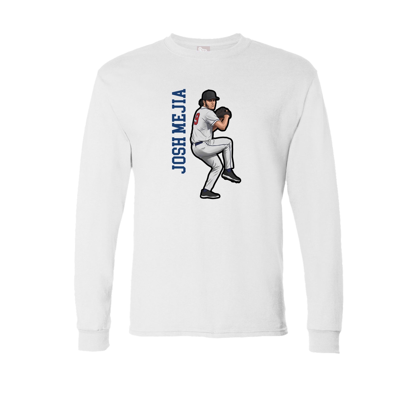 Long Sleeve Tee — Name Vertical in White