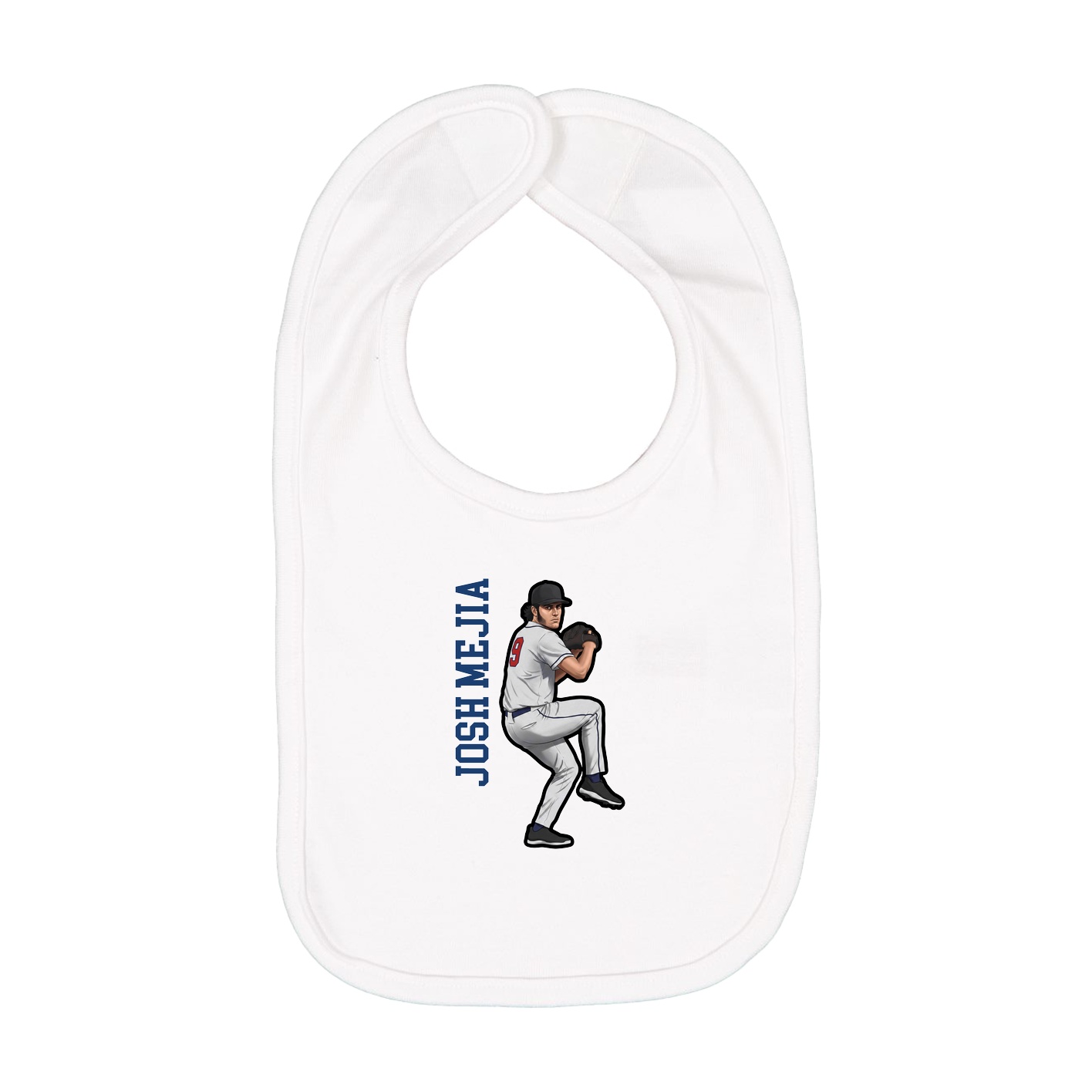 Infant Bib — Name Vertical in White