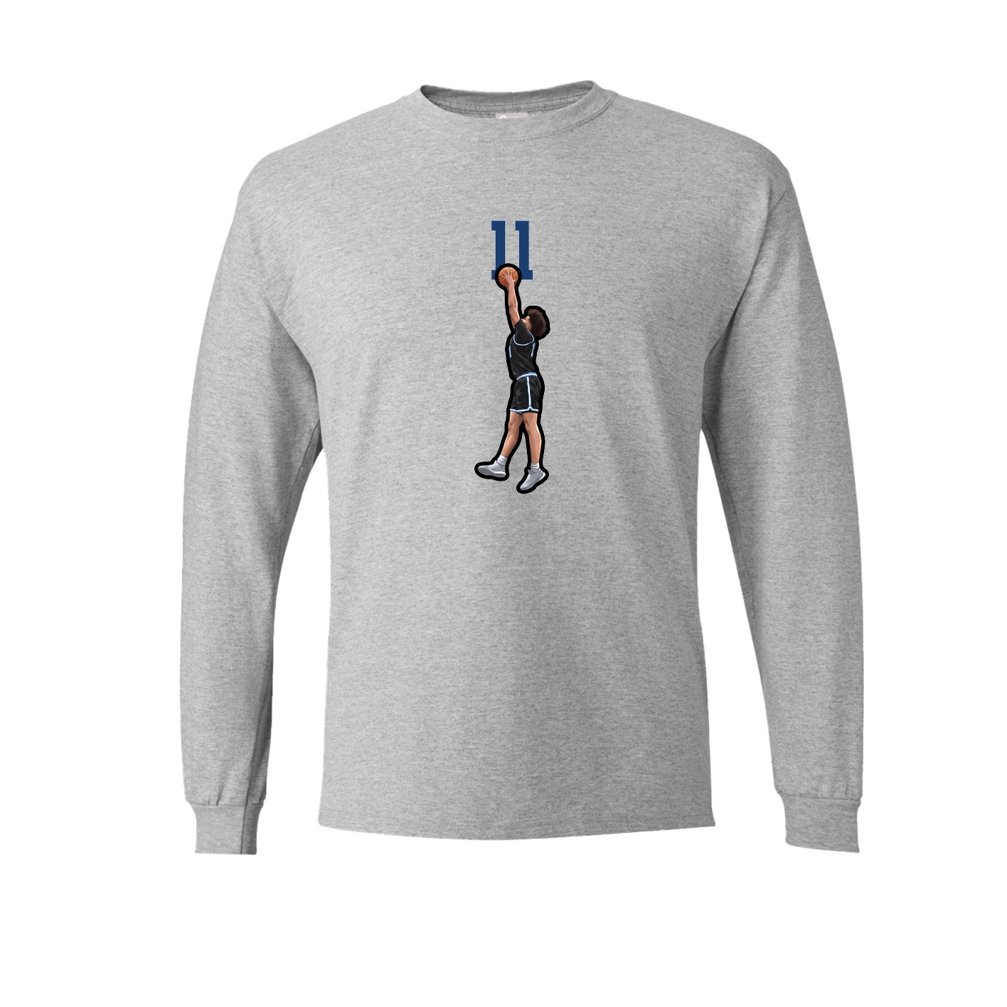 Long Sleeve Tee — Number Top in Grey