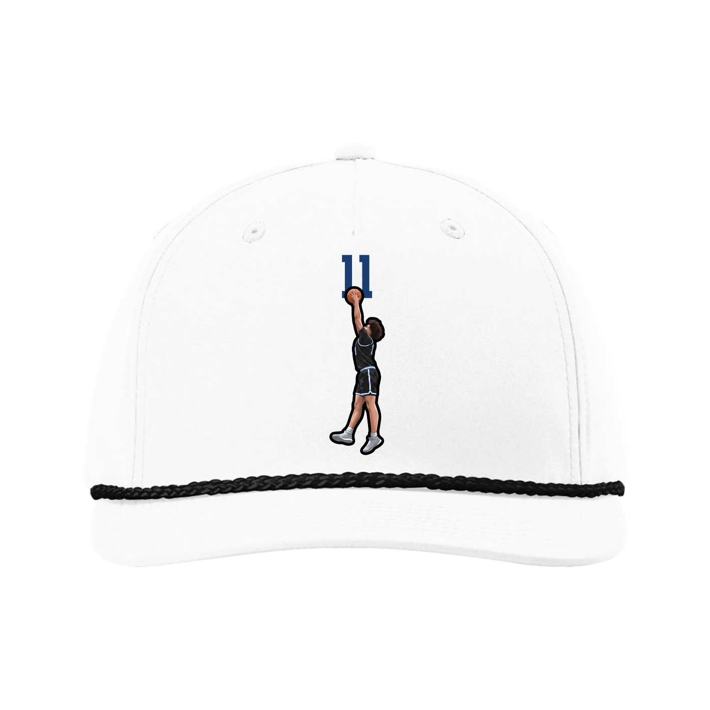 Five-Panel Classic Rope Cap — Number Top in White
