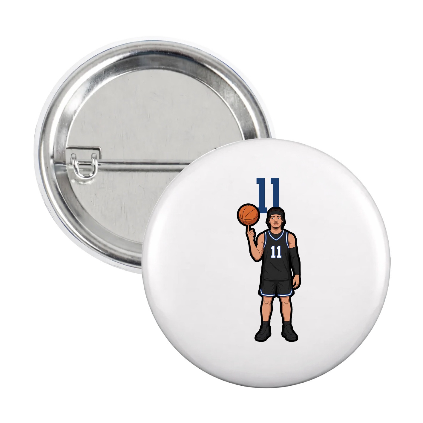 Game Day Button — Number Top in White
