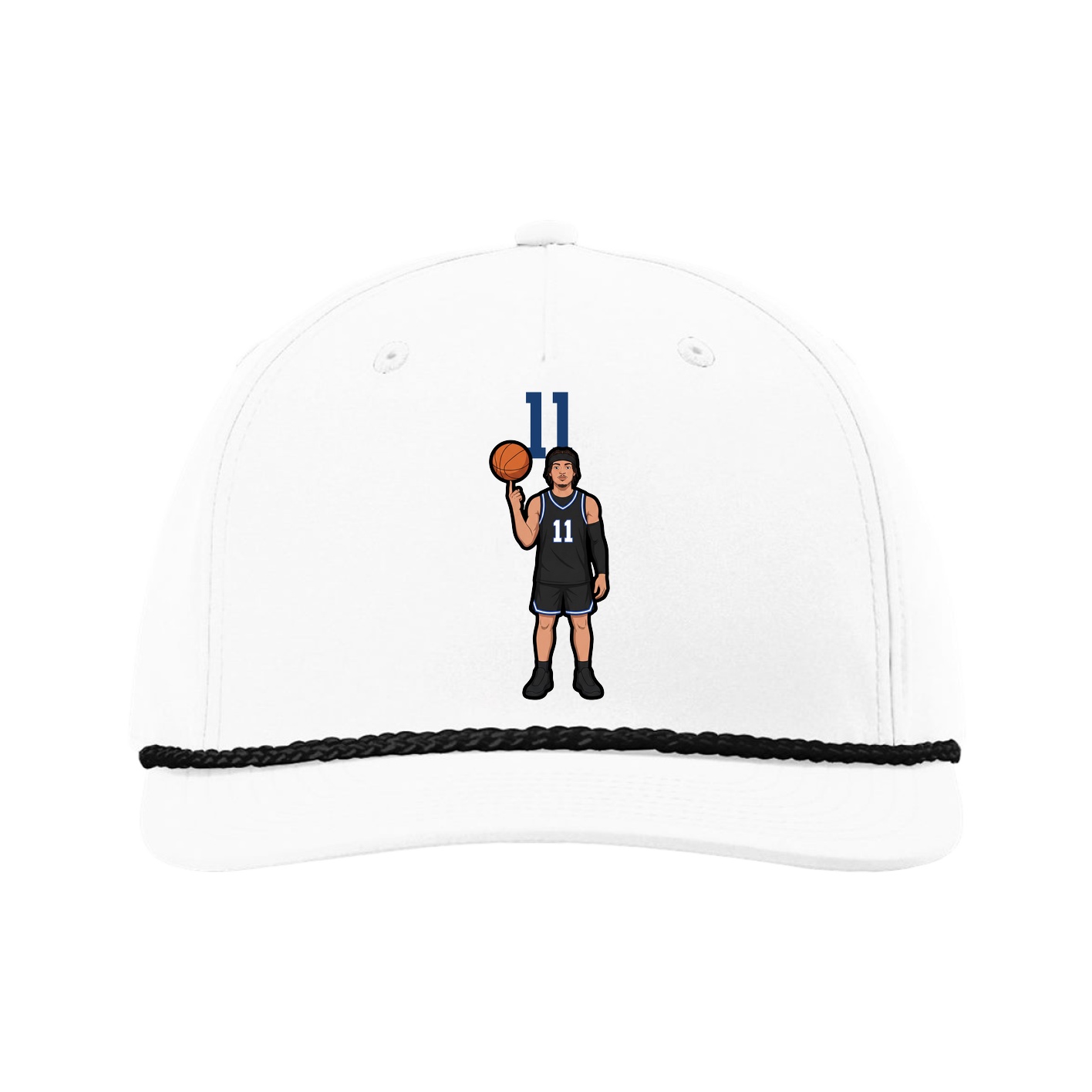 Five-Panel Classic Rope Cap — Number Top in White