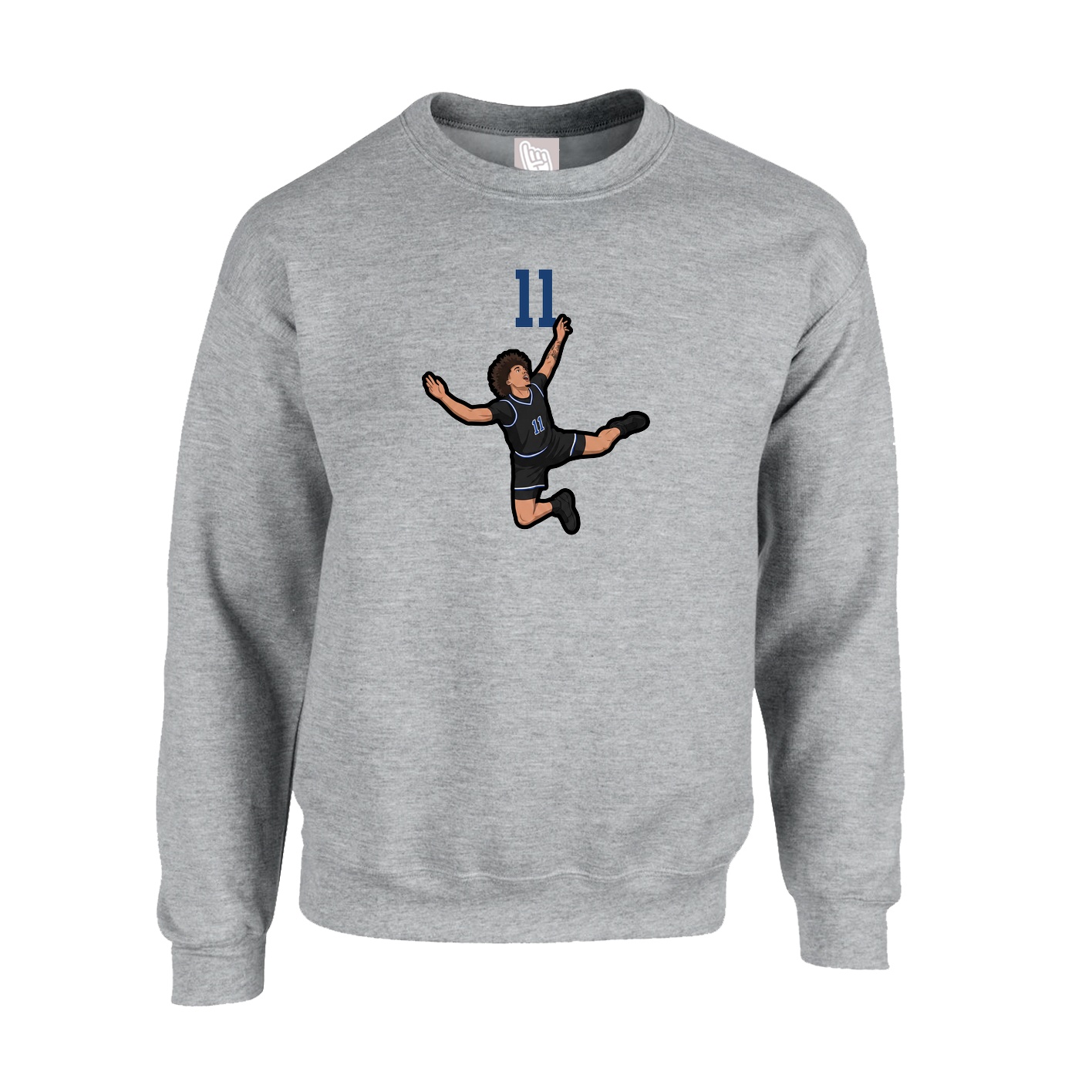 Fleece Crew — Number Top in Grey