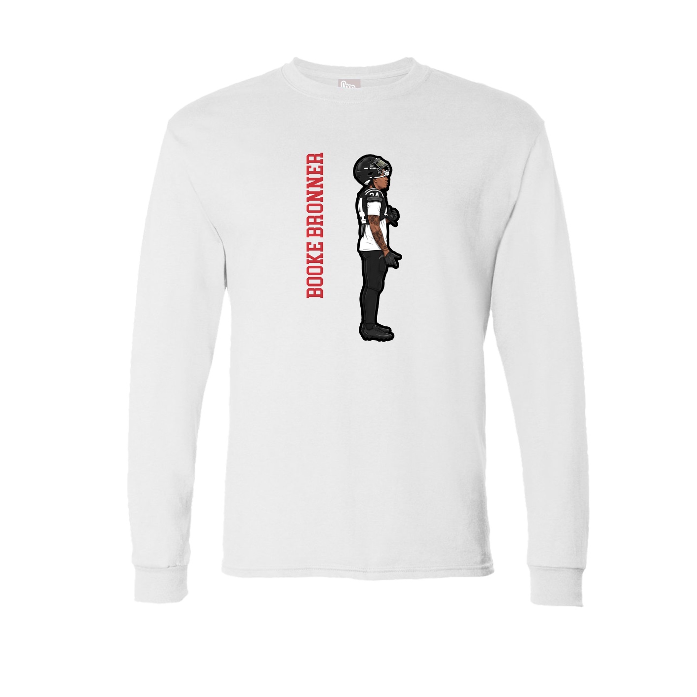 Long Sleeve Tee — Name Vertical in White