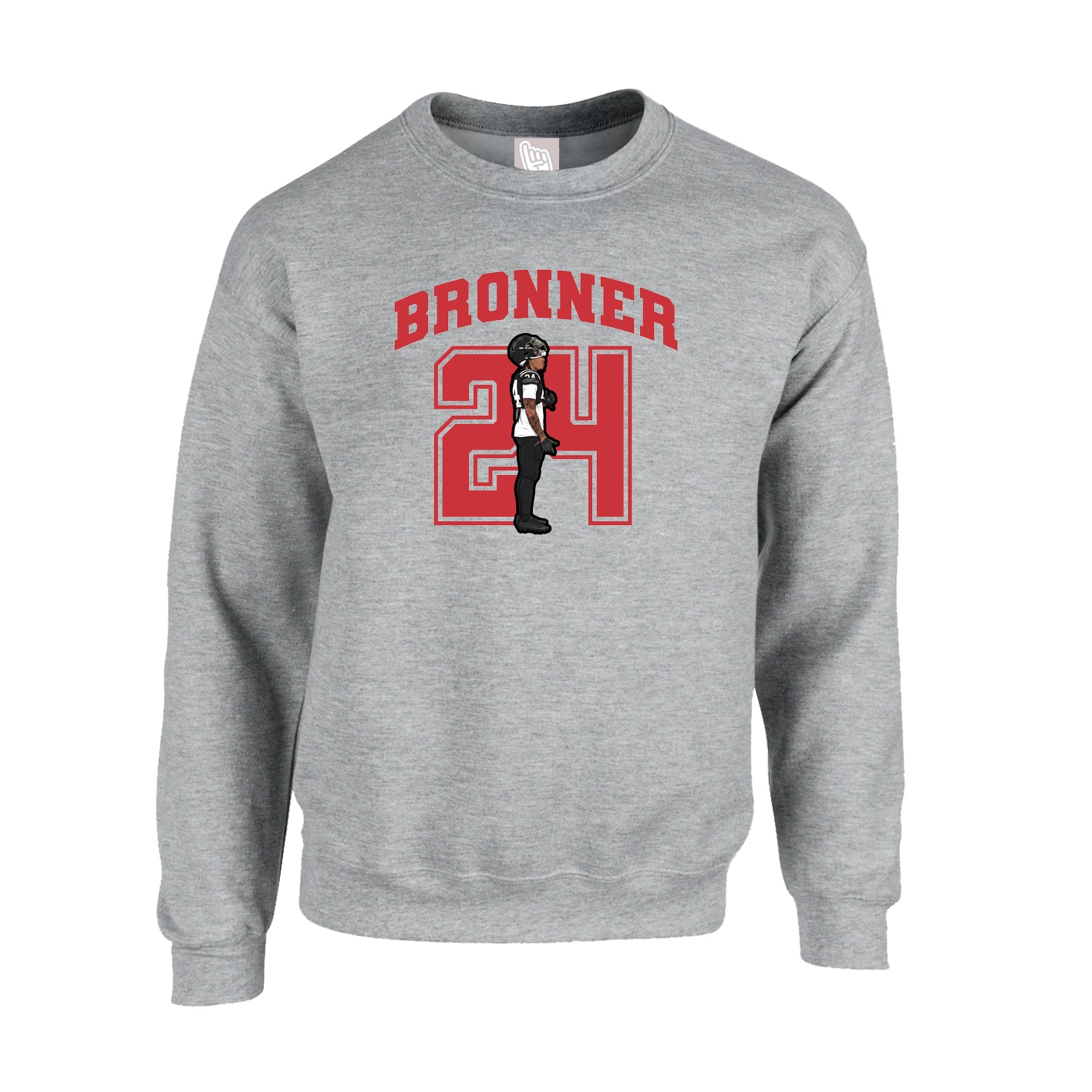 Fleece Crew — Number in Grey