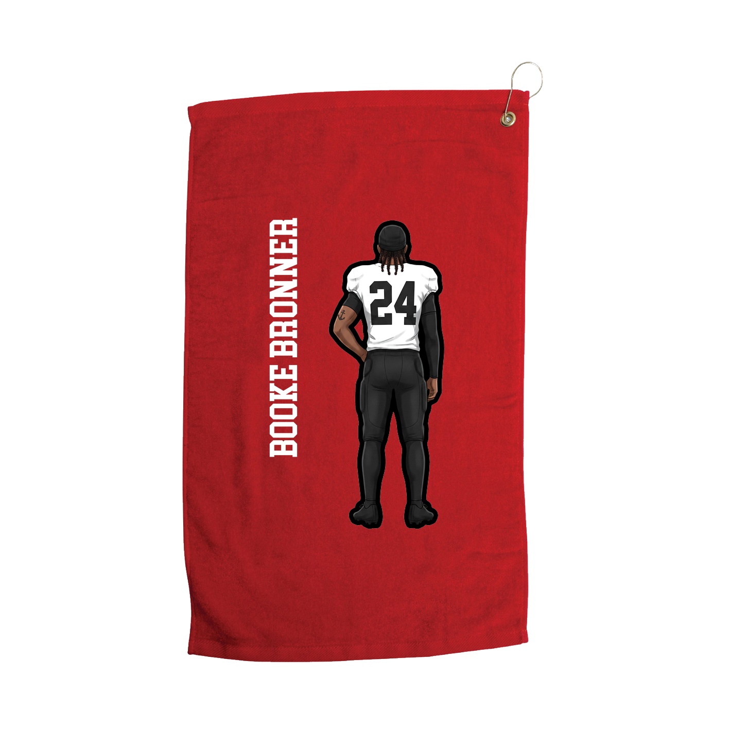 Golf Towel — Name Vertical in Red